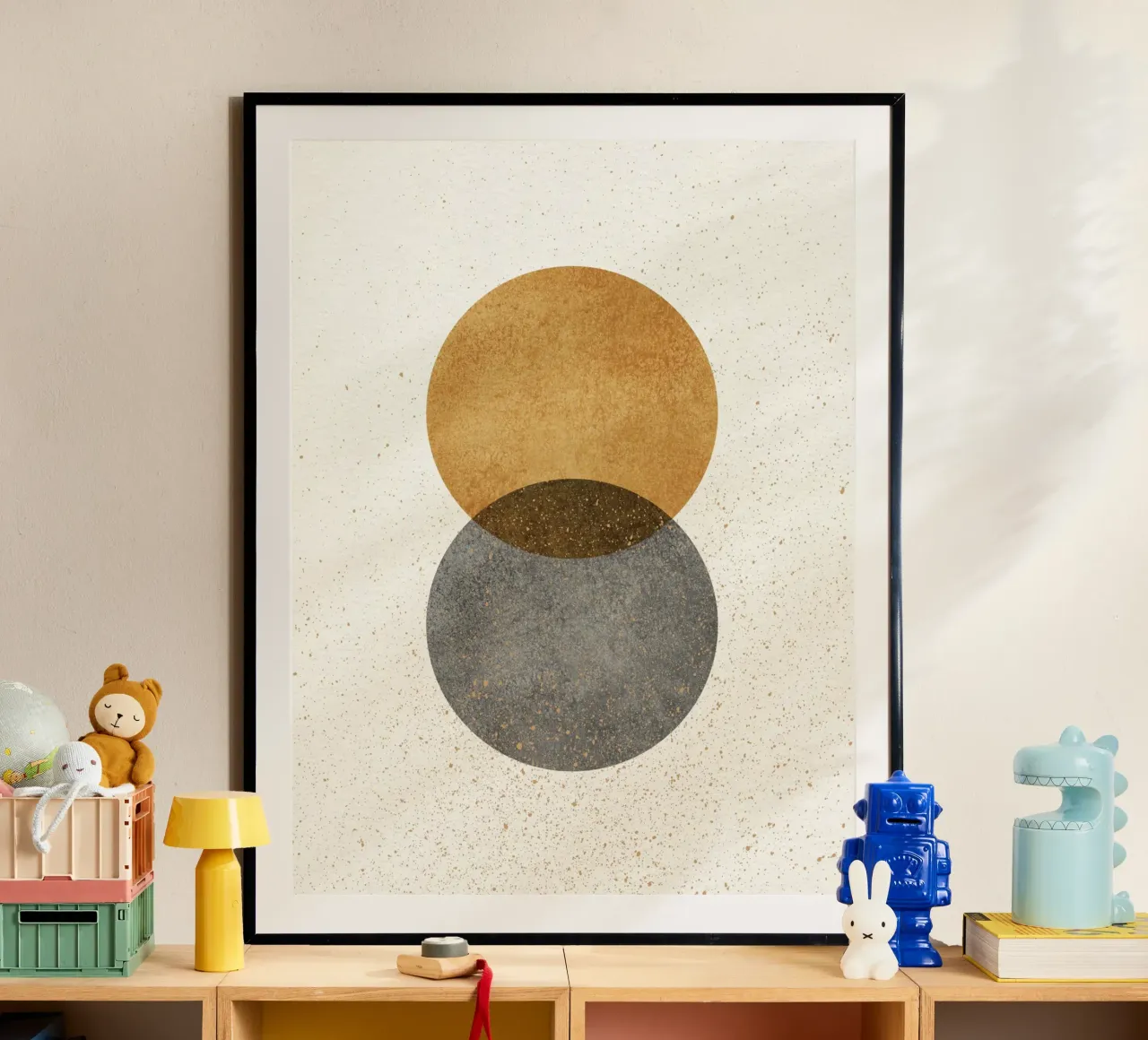 2 Cirkels Abstract - Goudgrijs poster van MoonlightPrint