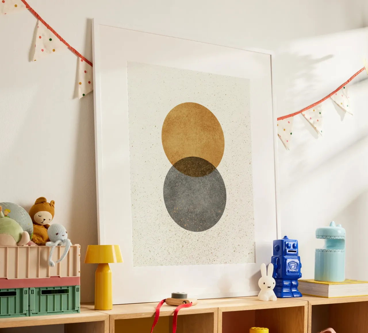 2 Cirkels Abstract - Goudgrijs poster van MoonlightPrint