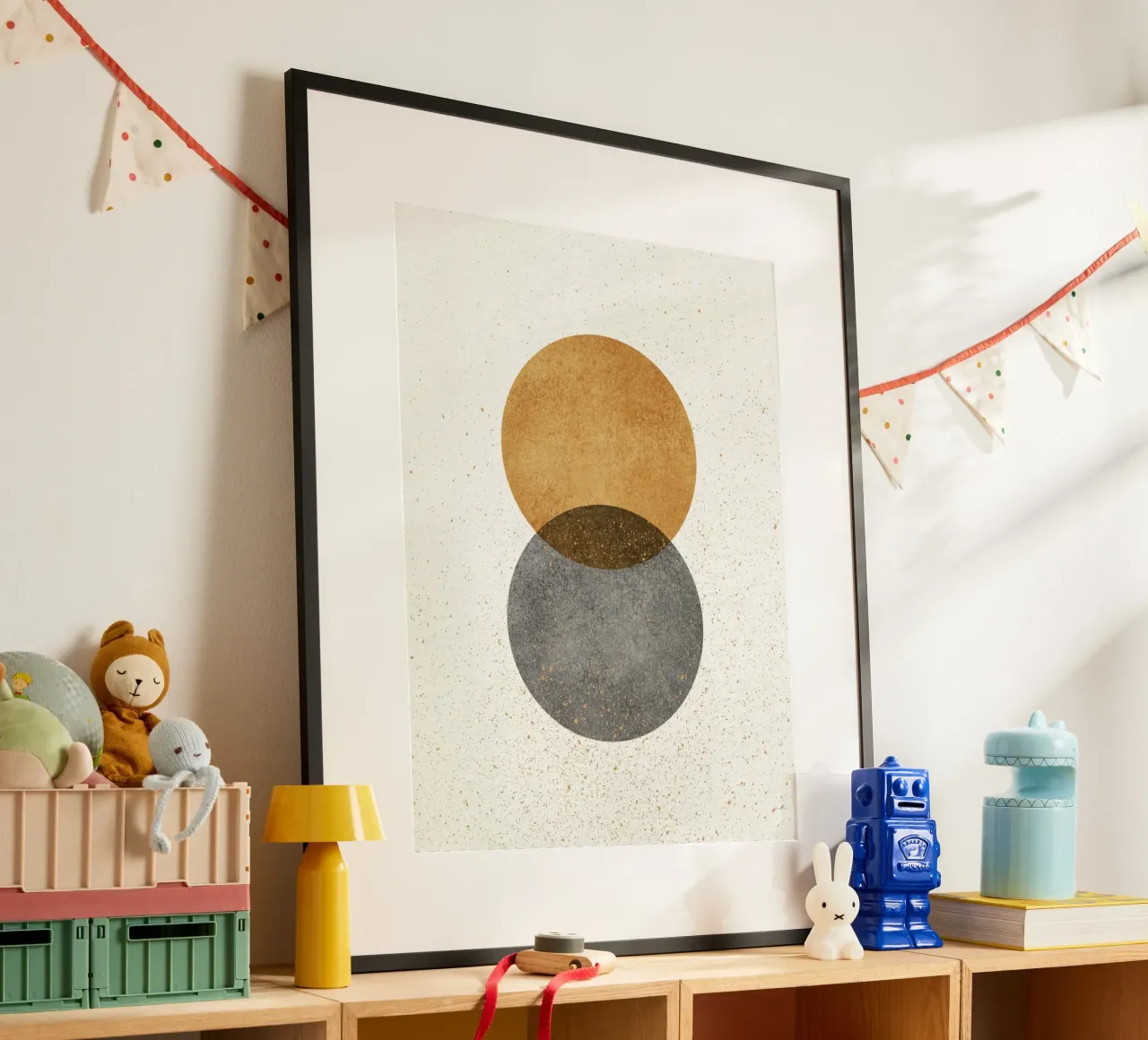 2 Cirkels Abstract - Goudgrijs poster van MoonlightPrint