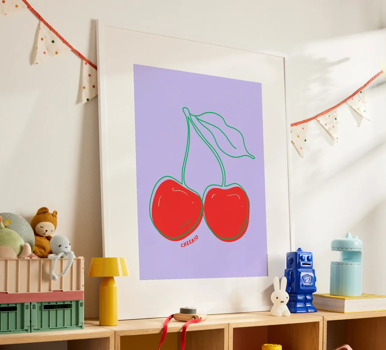 Cheerio - Grafische Kirsche in Knallfarben carta hahnemühle da Ohkimiko