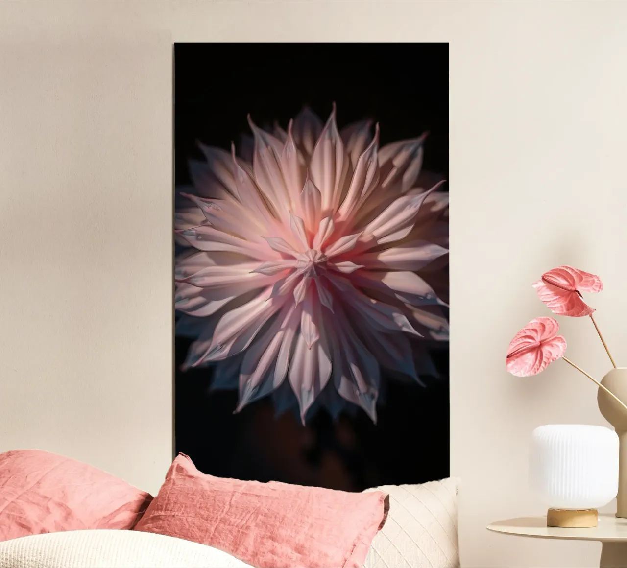 Lebendiges Blumendesign mit zarten rosa Farbtönen Poster mit Kunststoffrahmen von DesignDoodle