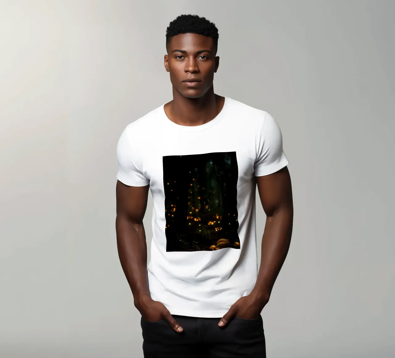 Foresta magica con luci e funghi incandescenti t-shirt da DesignDoodle