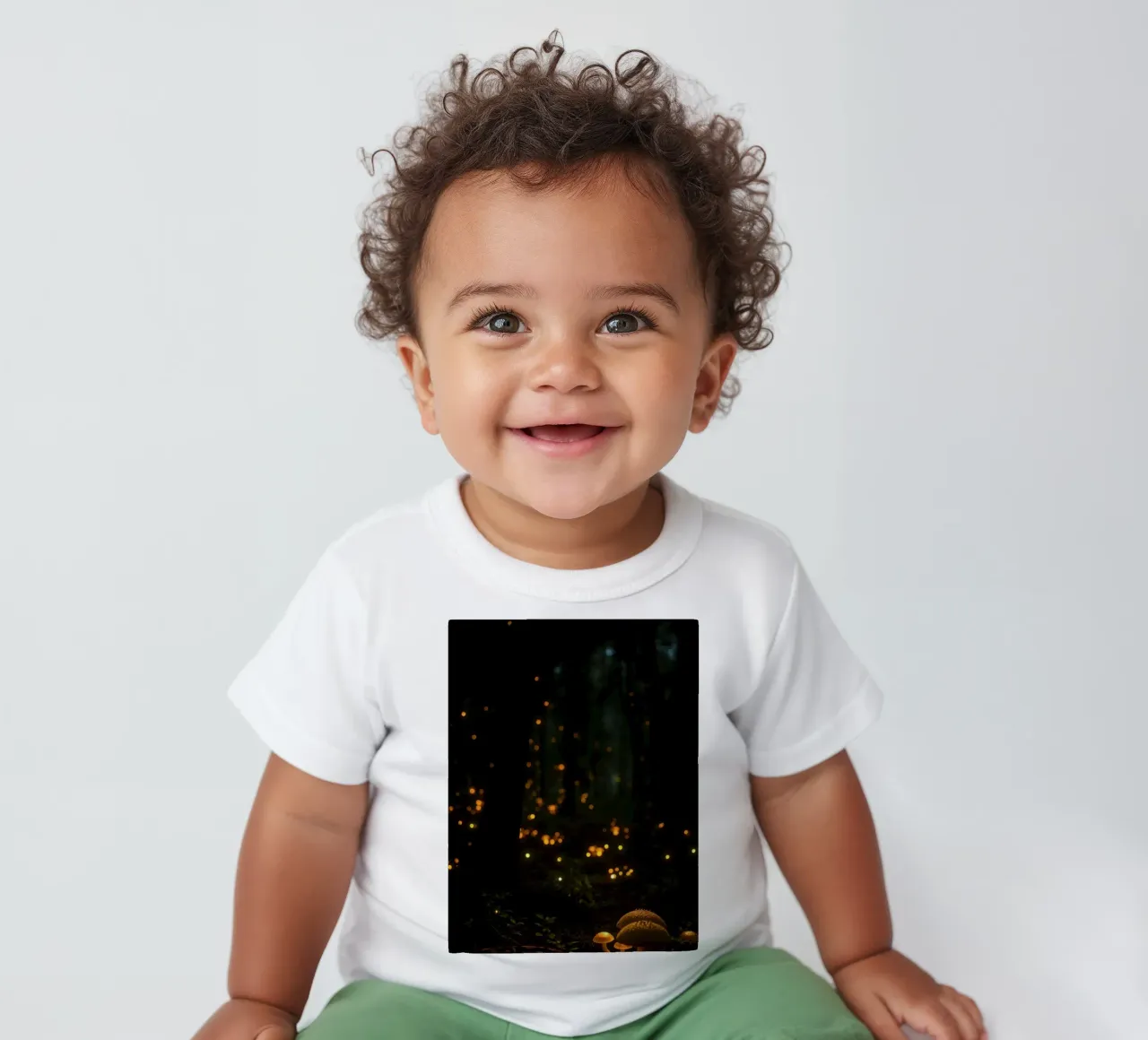 Foresta magica con luci e funghi incandescenti maglietta neonato da DesignDoodle