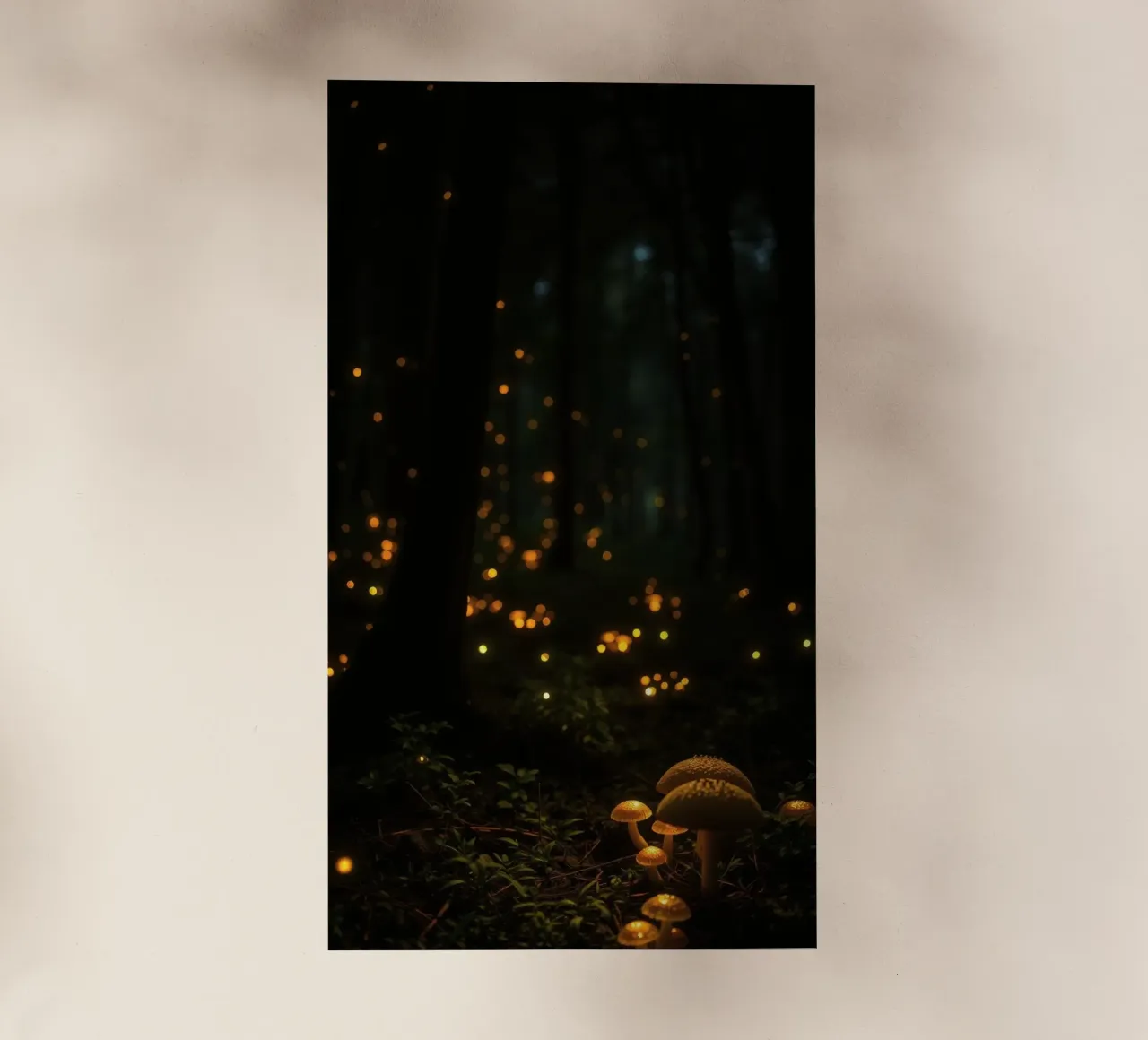 Foresta magica con luci e funghi incandescenti pellicola backlit da DesignDoodle