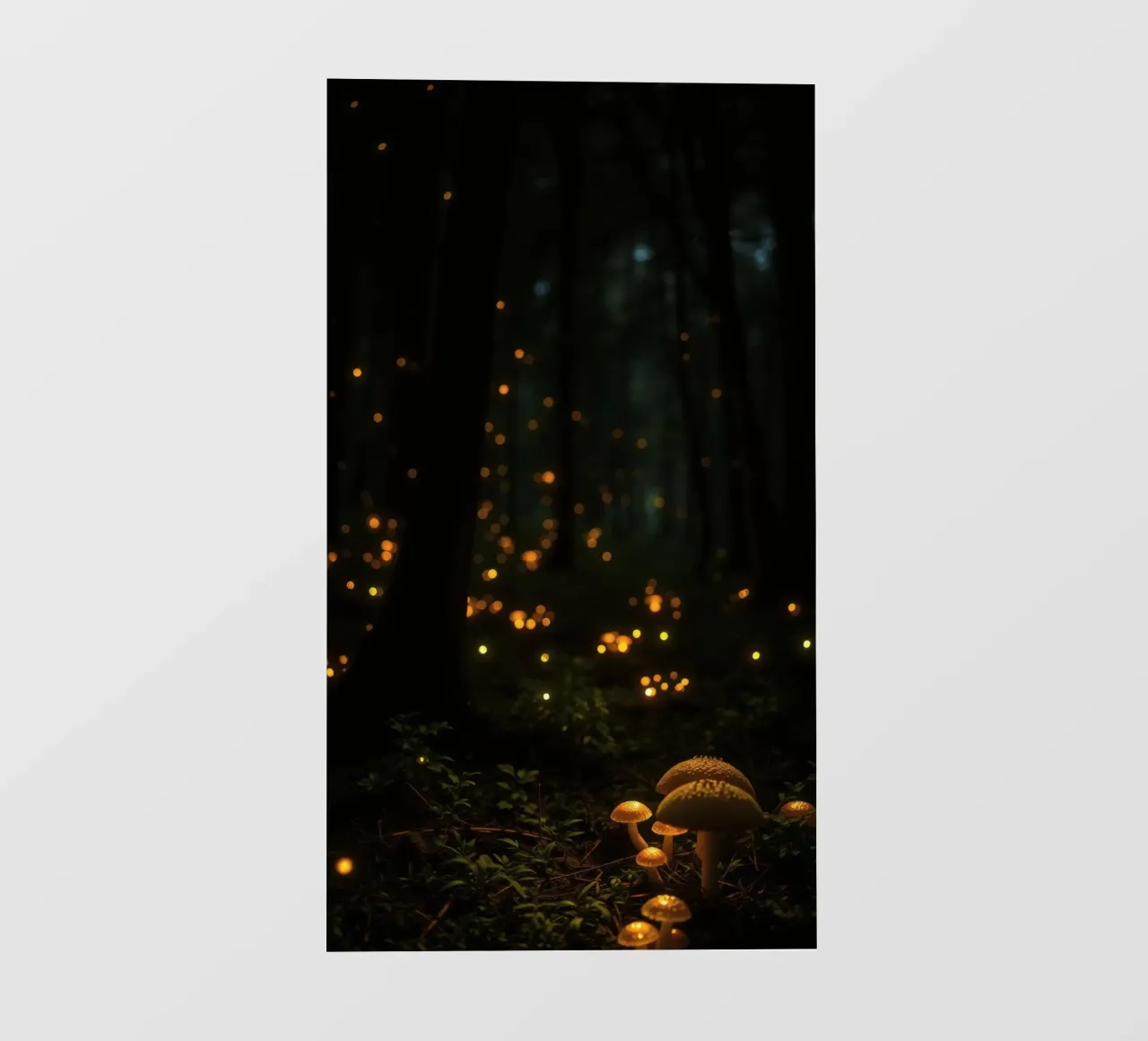Foresta magica con luci e funghi incandescenti pellicola backlit da DesignDoodle