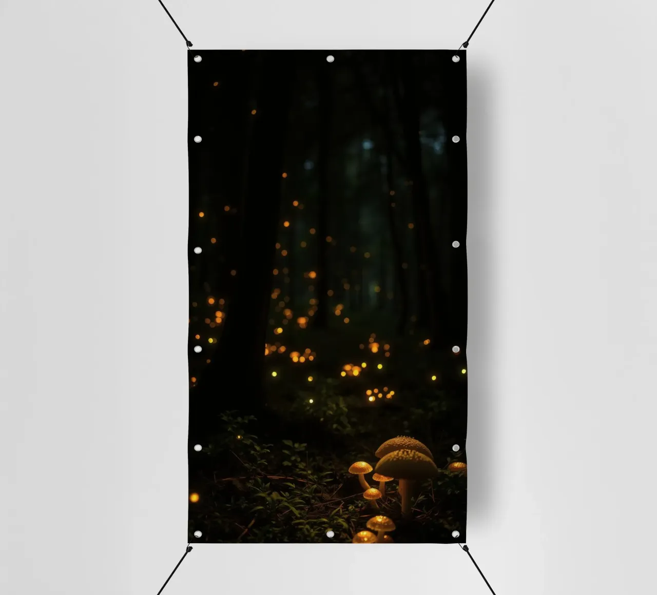 Foresta magica con luci e funghi incandescenti telo in pvc da DesignDoodle