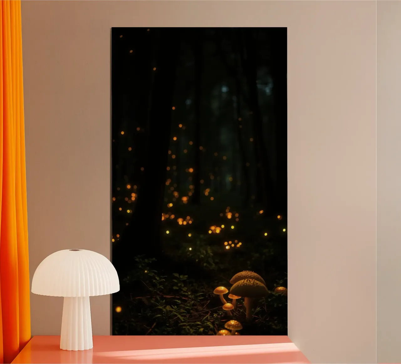 Magical forest with glowing lights and mushrooms hahnemühle by DesignDoodle