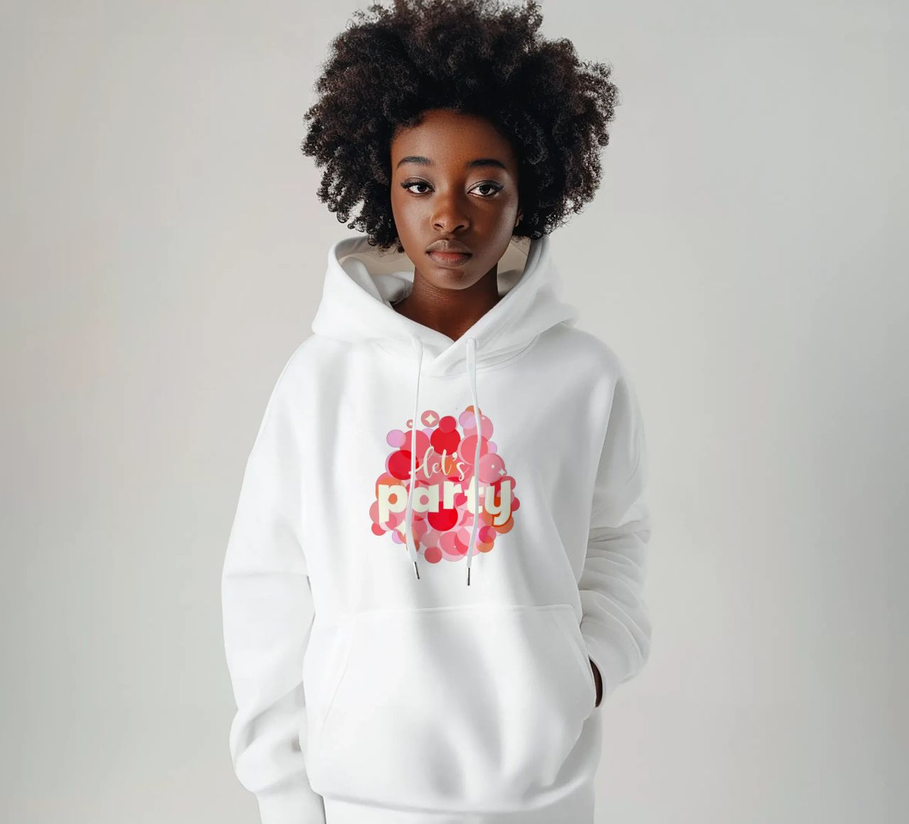 Pink Confetti Vibes - Impresión Let's Party sudadera con capucha de showmemars