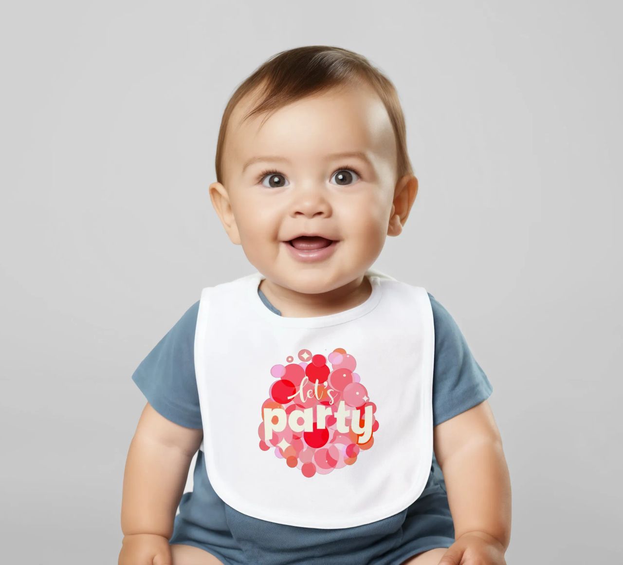 Pink Confetti Vibes – Let’s Party Print bavaglino da showmemars