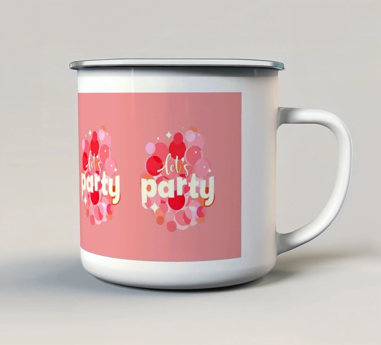 Pink Confetti Vibes – Let’s Party Print tazza in smalto da showmemars