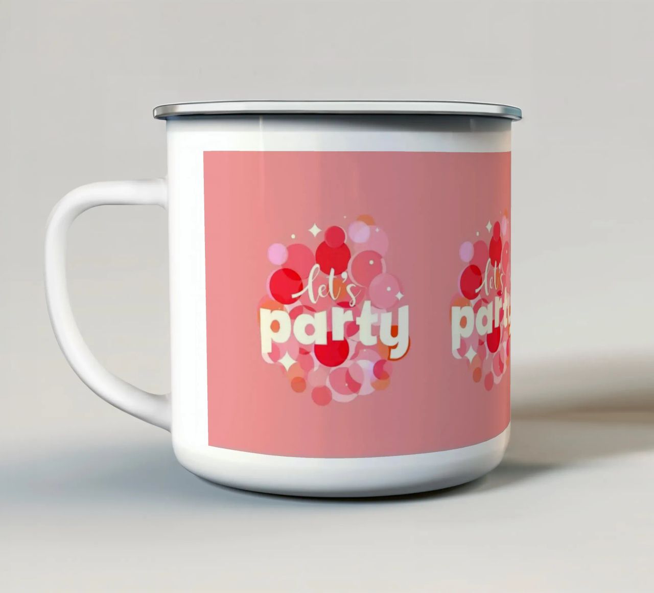 Pink Confetti Vibes – Let’s Party Print tazza in smalto da showmemars