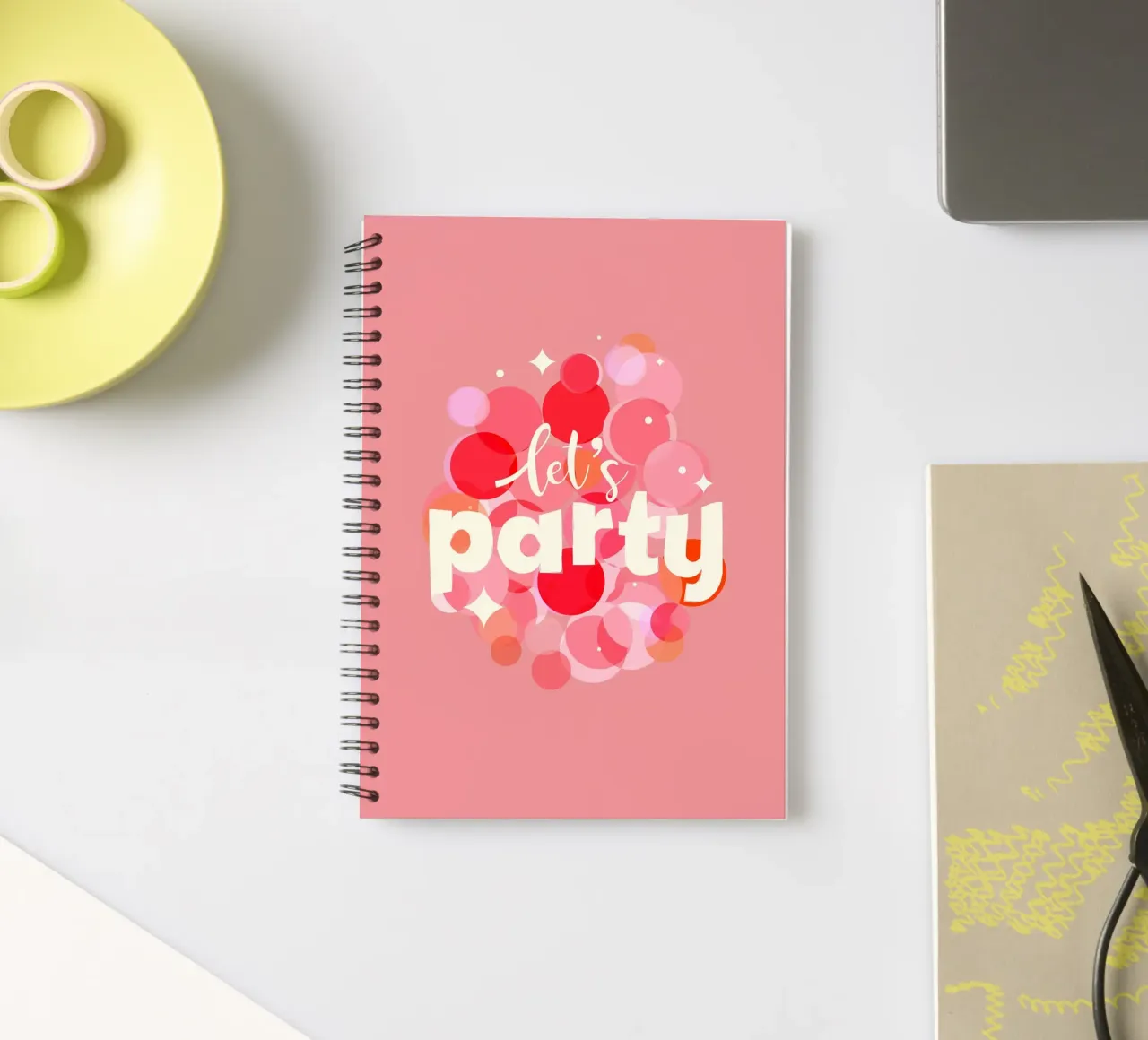 Pink Confetti Vibes - Let's Party Print spiral notebook by showmemars