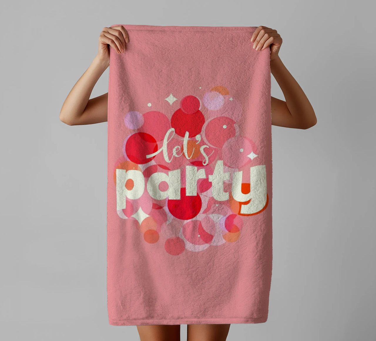 Pink Confetti Vibes - Impresión Let's Party toalla de baño de showmemars