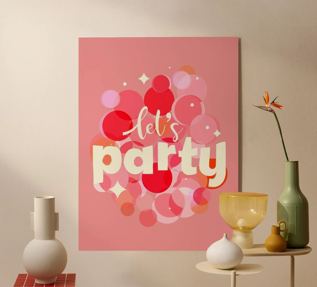 Pink Confetti Vibes - Impresión Let's Party metacrilato de showmemars