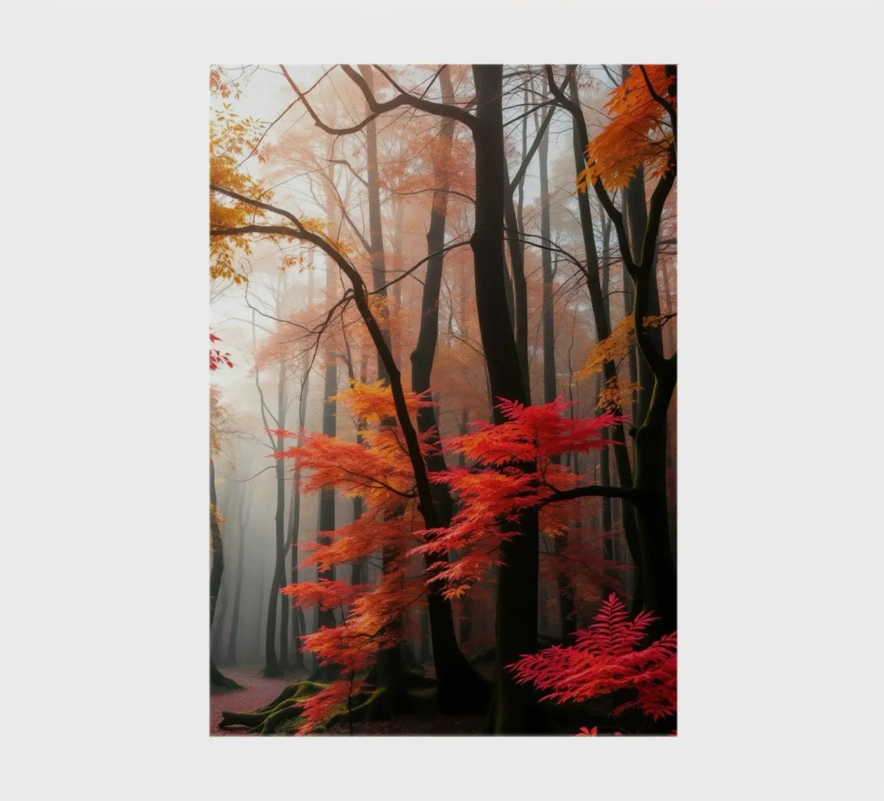 Captivating forest path adorned with vibrant autumn leaves notebook by DesignDoodle