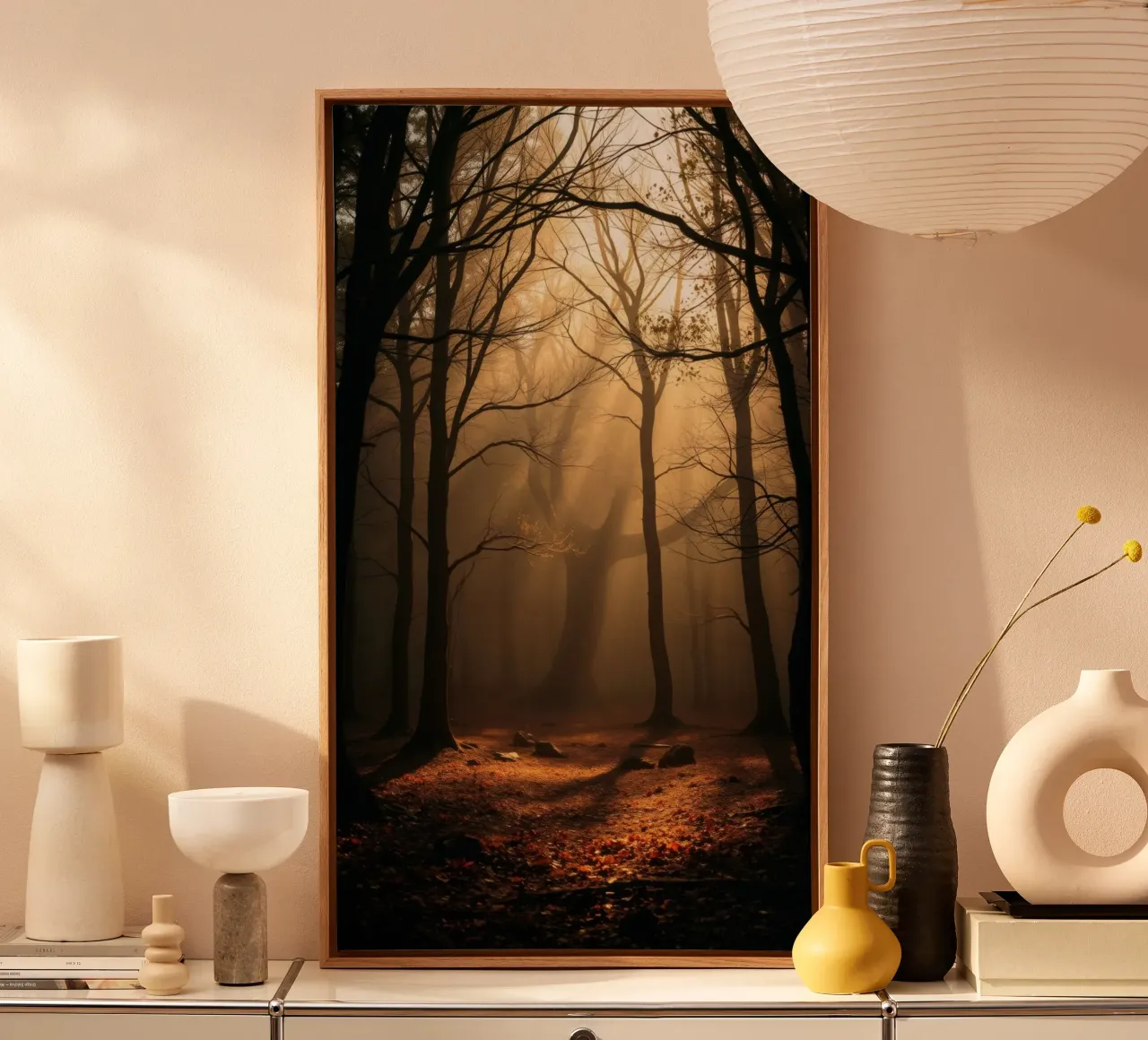 forest with sunlight filtering through trees canvas by DesignDoodle