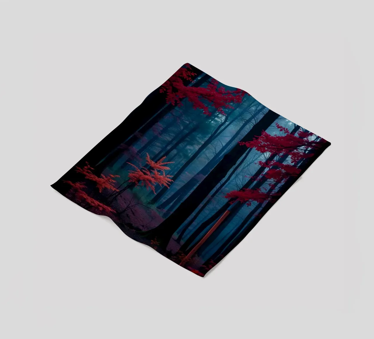 Forêt d'automne aux couleurs vives, au feuillage rouge et à l'atmosphère brumeuse plaid polaire de DesignDoodle