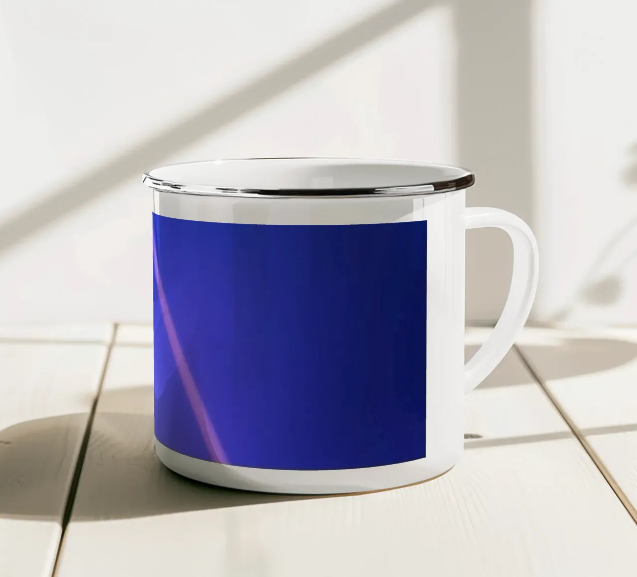 Vibrant abstract wallpaper design with flowing light trails enamel mug by DesignDoodle
