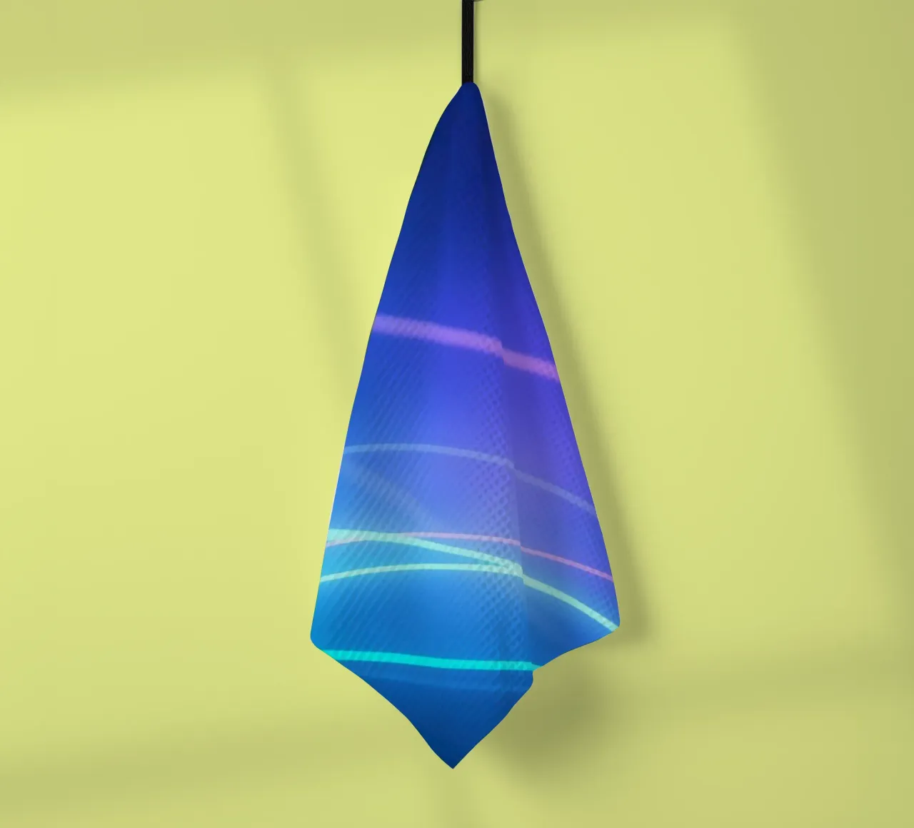 Vibrant abstract wallpaper design with flowing light trails tea towel by DesignDoodle