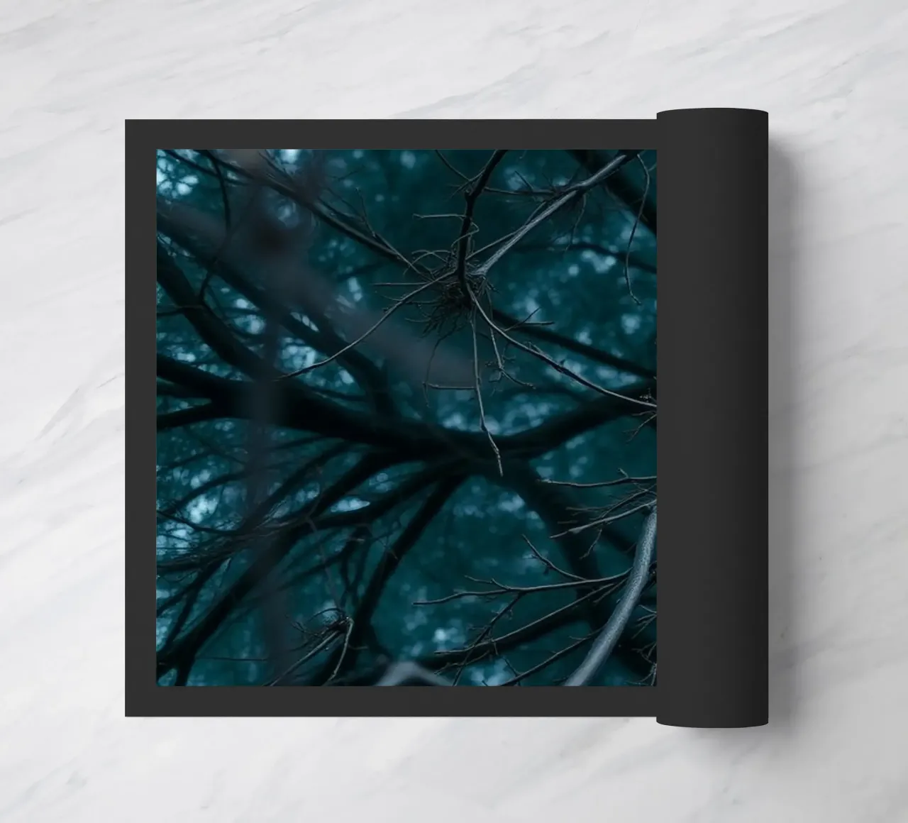 Branches intertwine against a dark, moody backdrop doormat by DesignDoodle