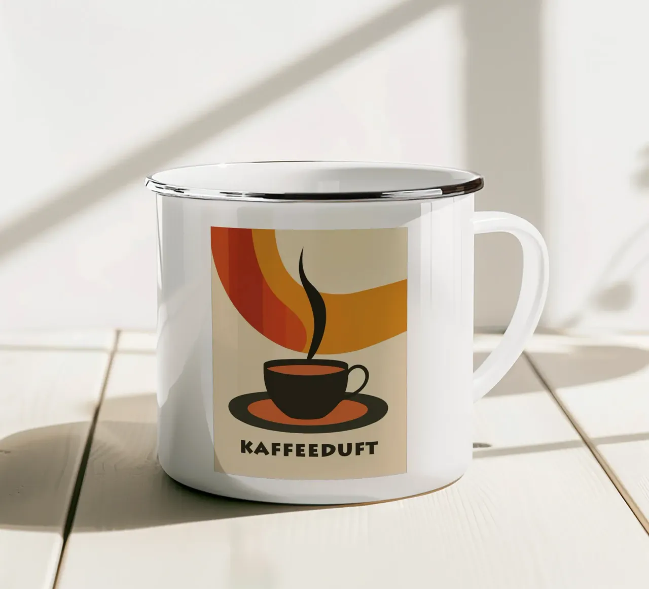 Kaffeeduft | Midcentury Bauhaus Retro Stil emaille mok van Autofocus