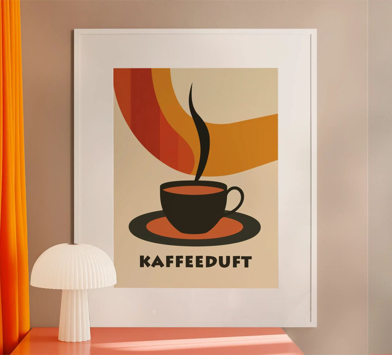 Kaffeeduft | Midcentury Bauhaus Retro Stil Poster von Autofocus