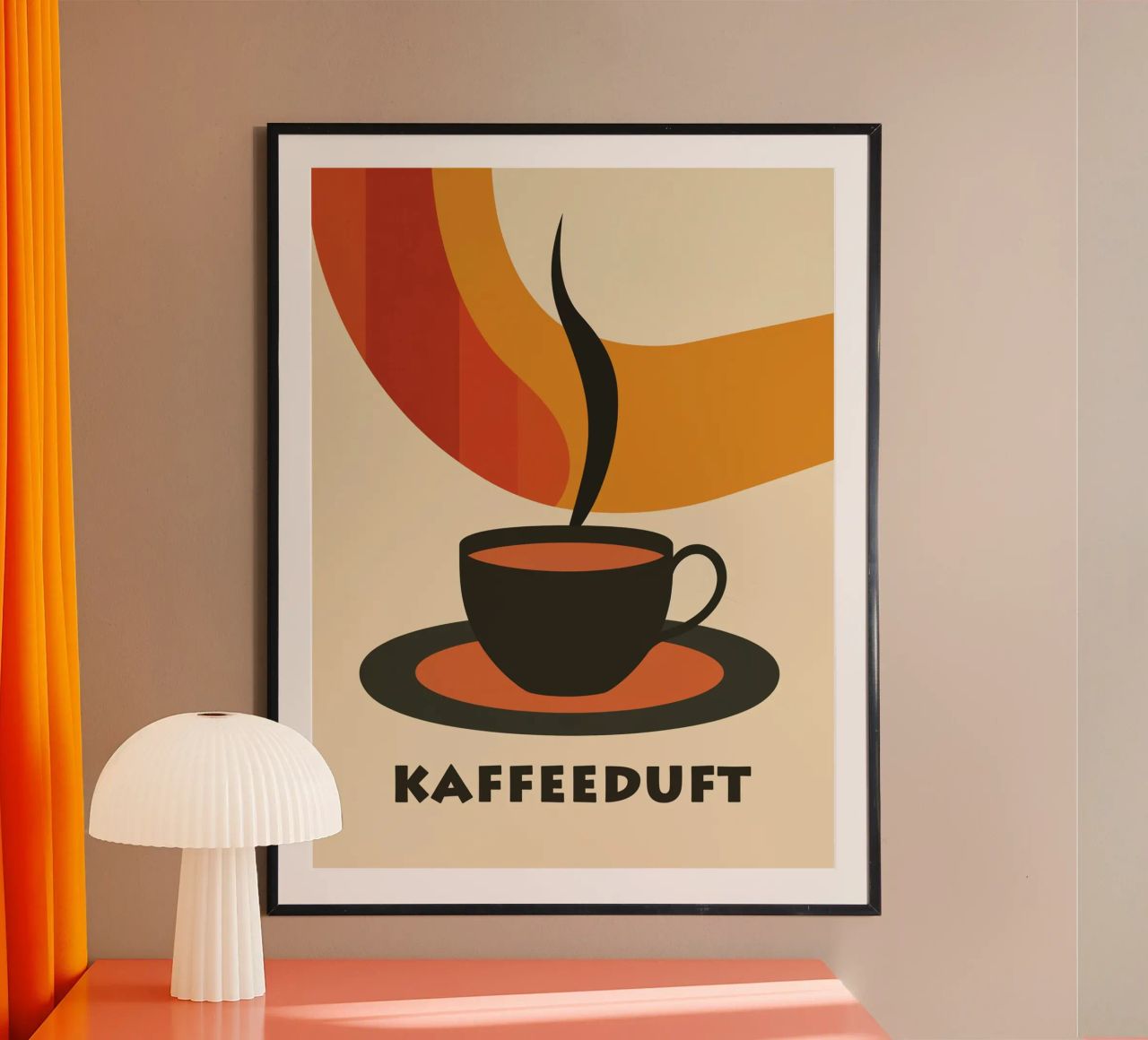 Kaffeeduft | Midcentury Bauhaus Retro Stil Poster von Autofocus