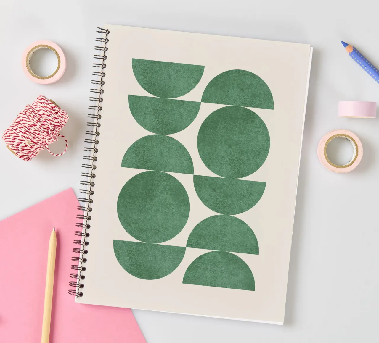 Retro Scandinavian Pattern - Green spiral notebook by MoonlightPrint