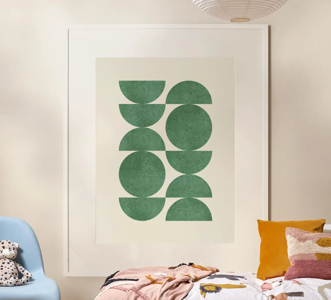 Retro Scandinavian Pattern - Green carta hahnemühle da MoonlightPrint