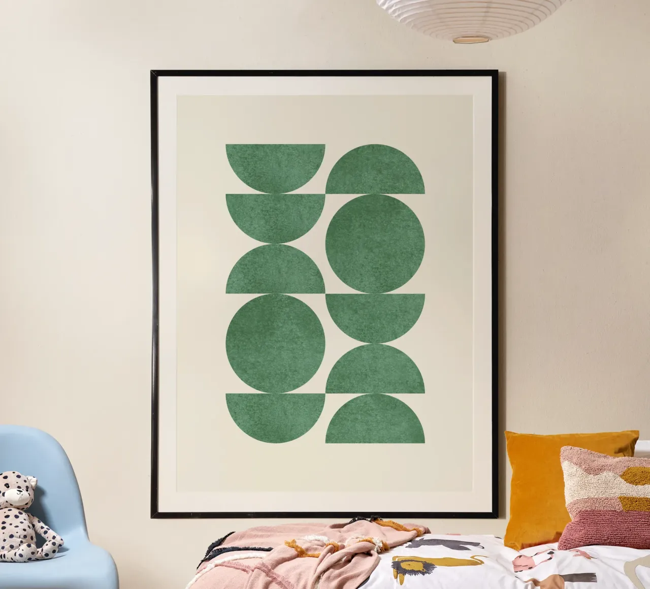 Retro Scandinavian Pattern - Green carta hahnemühle da MoonlightPrint