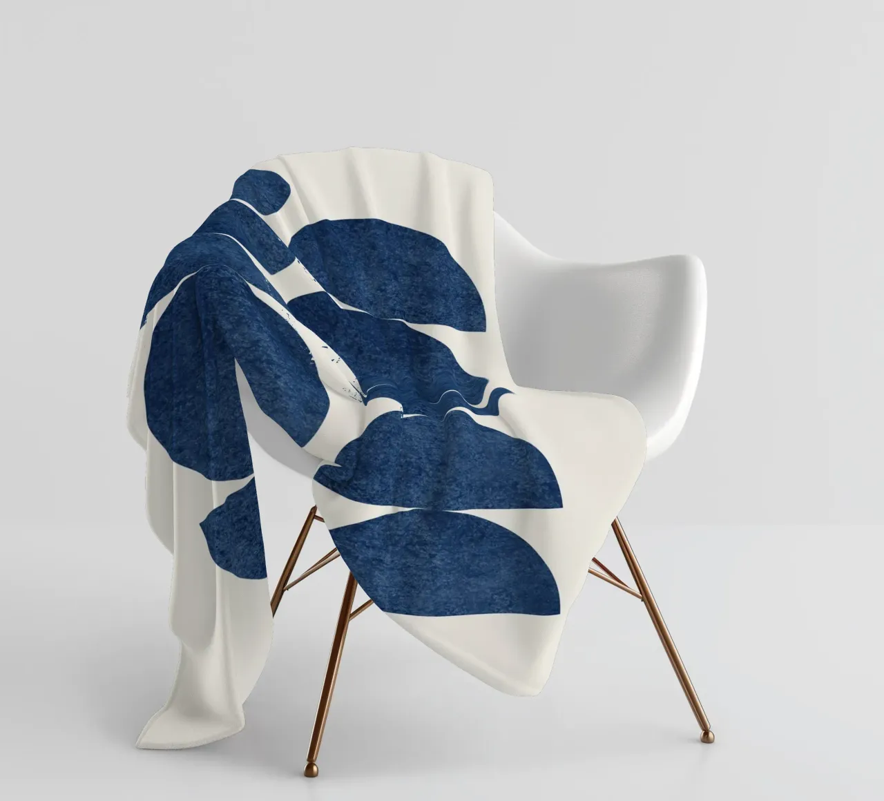 Retro Scandinavisch Patroon - Donkerblauw Marine fleecedeken van MoonlightPrint