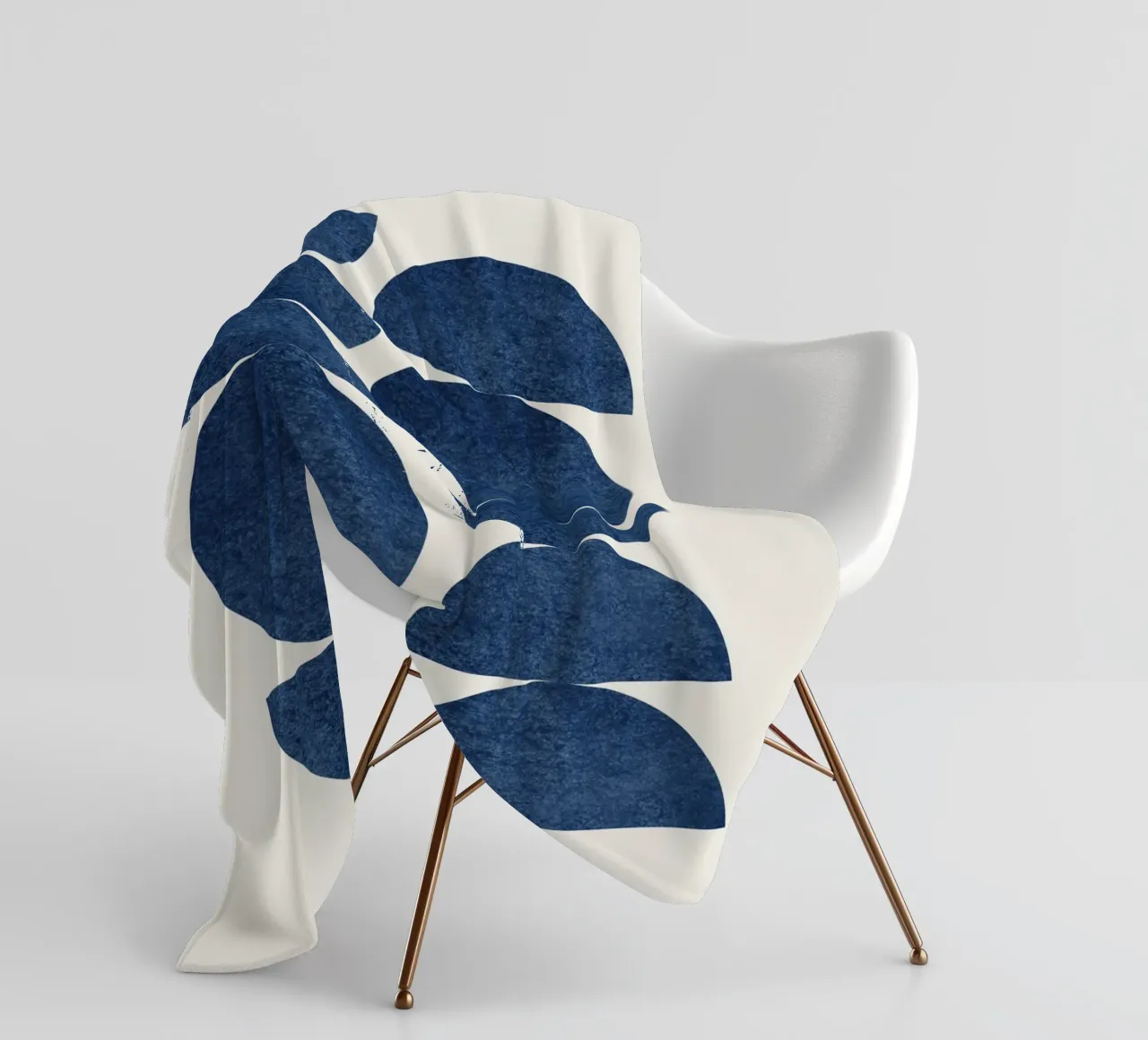 Retro Scandinavisch Patroon - Donkerblauw Marine fleecedeken van MoonlightPrint