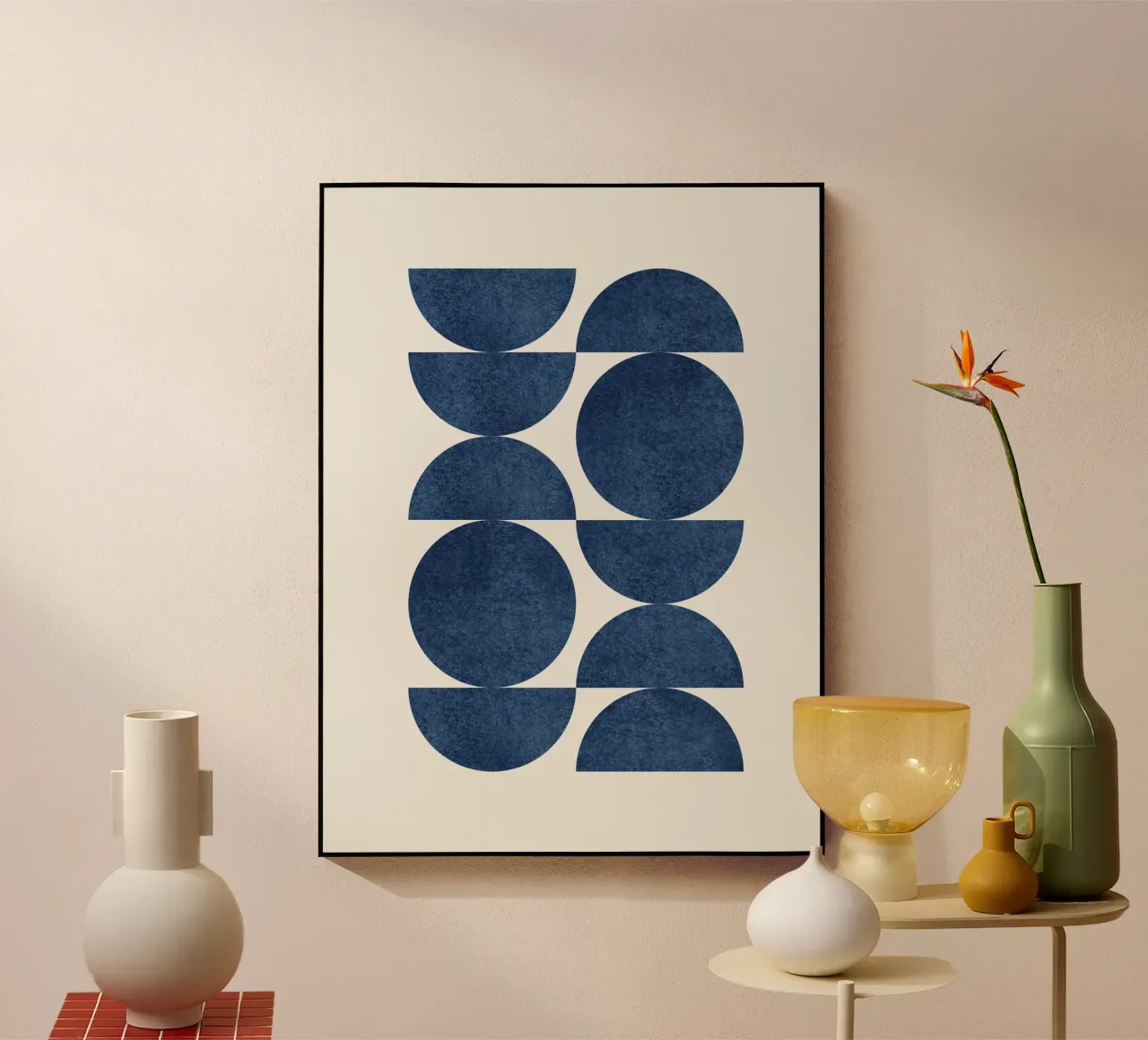 Retro Scandinavian Pattern - Dark Blue Navy acrylic glass by MoonlightPrint