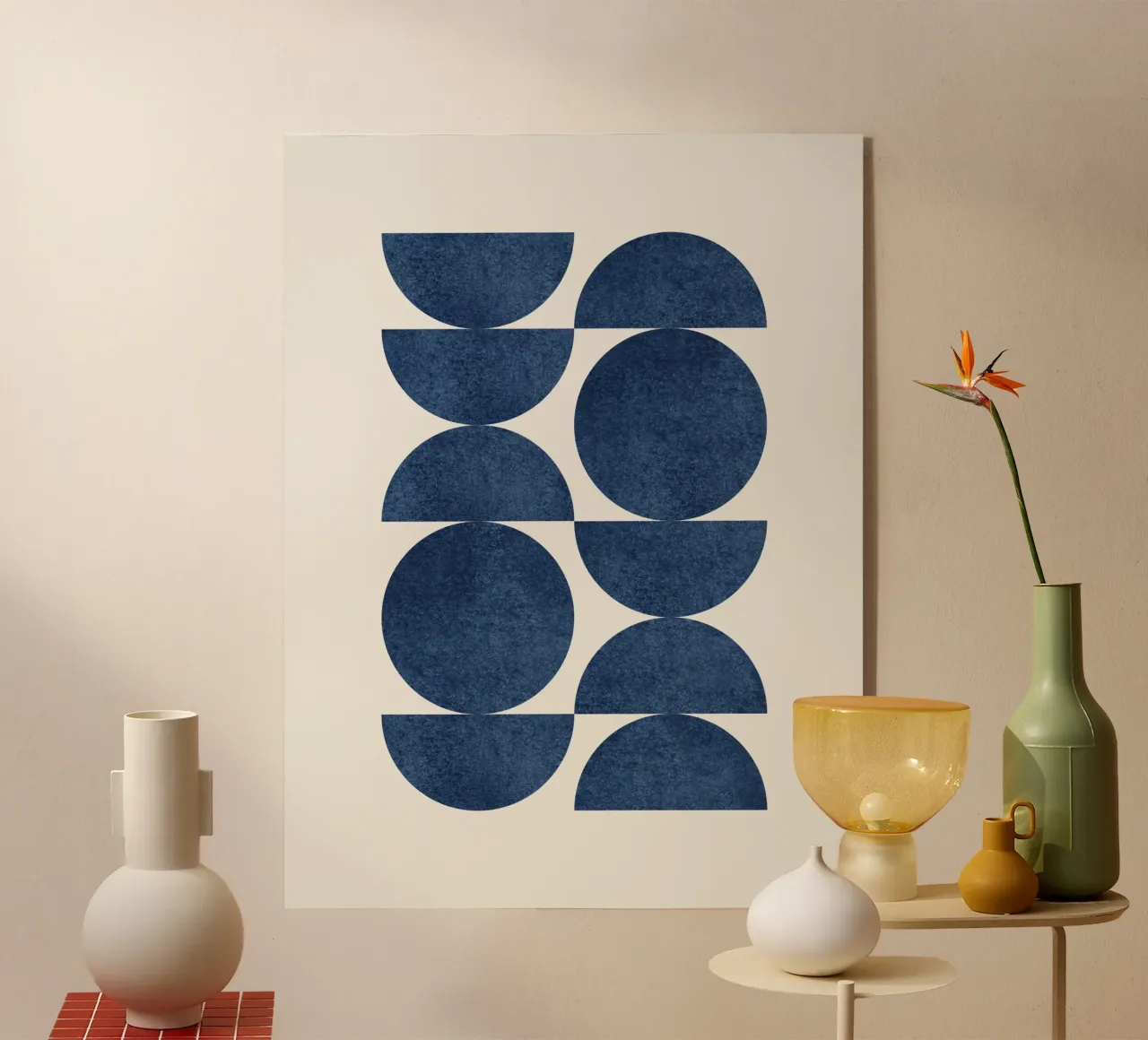 Retro Scandinavian Pattern - Dark Blue Navy acrylic glass by MoonlightPrint
