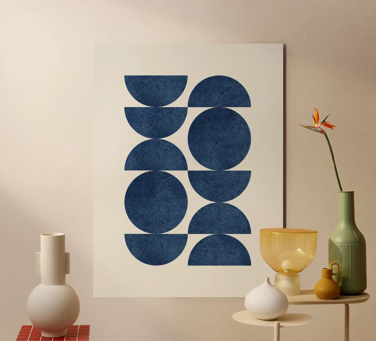 Estampado retro escandinavo - Azul marino oscuro aluminio dibond de MoonlightPrint