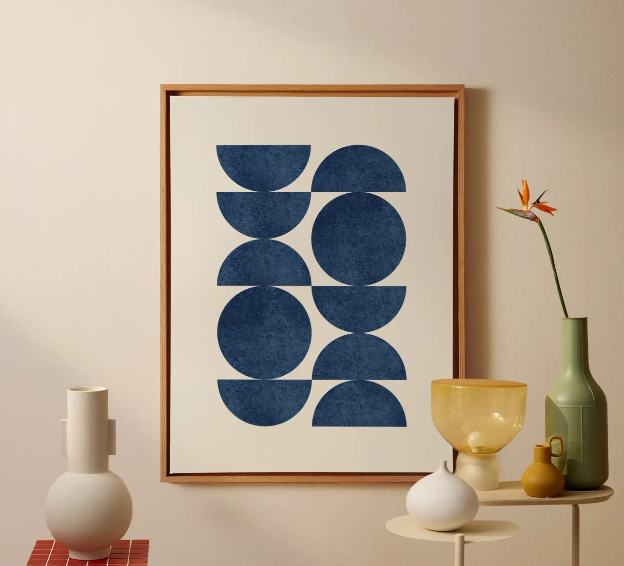 Motif scandinave rétro - Bleu foncé Marine toile de MoonlightPrint