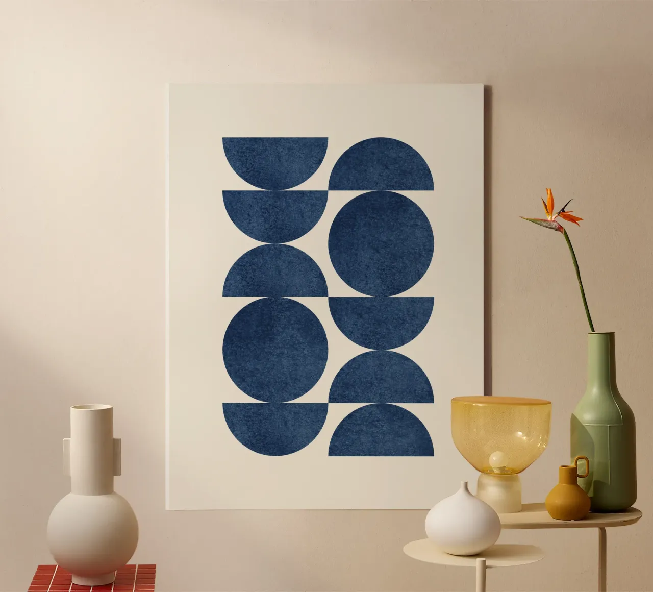 Motif scandinave rétro - Bleu foncé Marine toile de MoonlightPrint