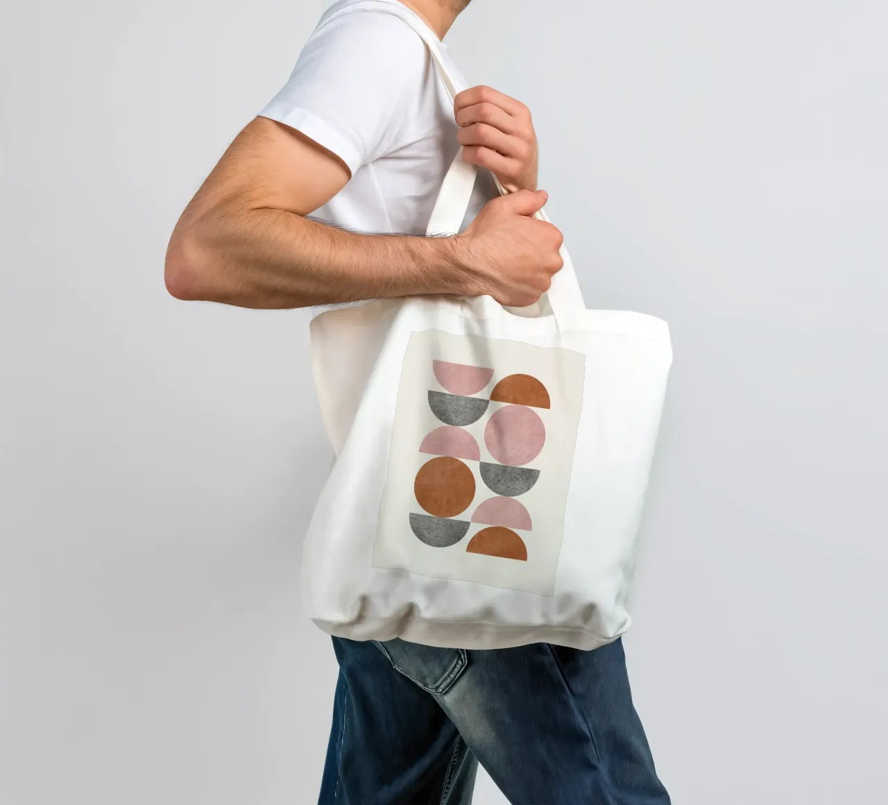 Retro Scandinavian Pattern - Pink Brown borsa in juta da MoonlightPrint