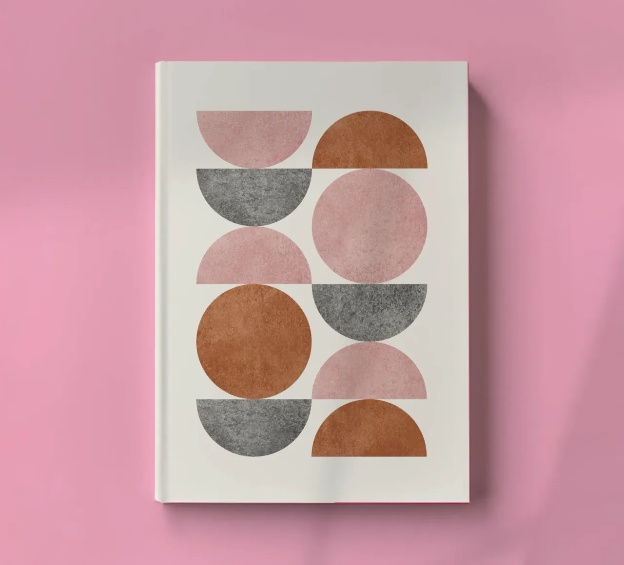 Retro Scandinavian Pattern - Pink Brown notebook by MoonlightPrint