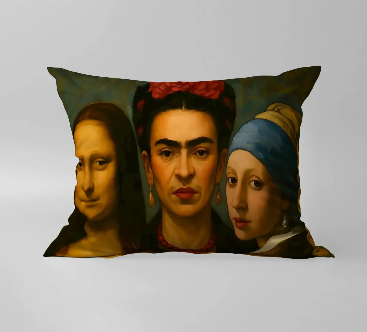 Monna Lisa Frida Kahlo Ragazza con l'orecchino di perla cuscino da ARTOMATIC