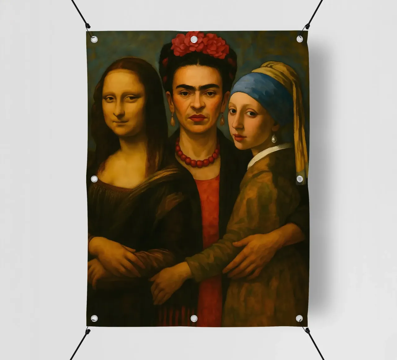 Monna Lisa Frida Kahlo Ragazza con l'orecchino di perla telo in pvc da ARTOMATIC