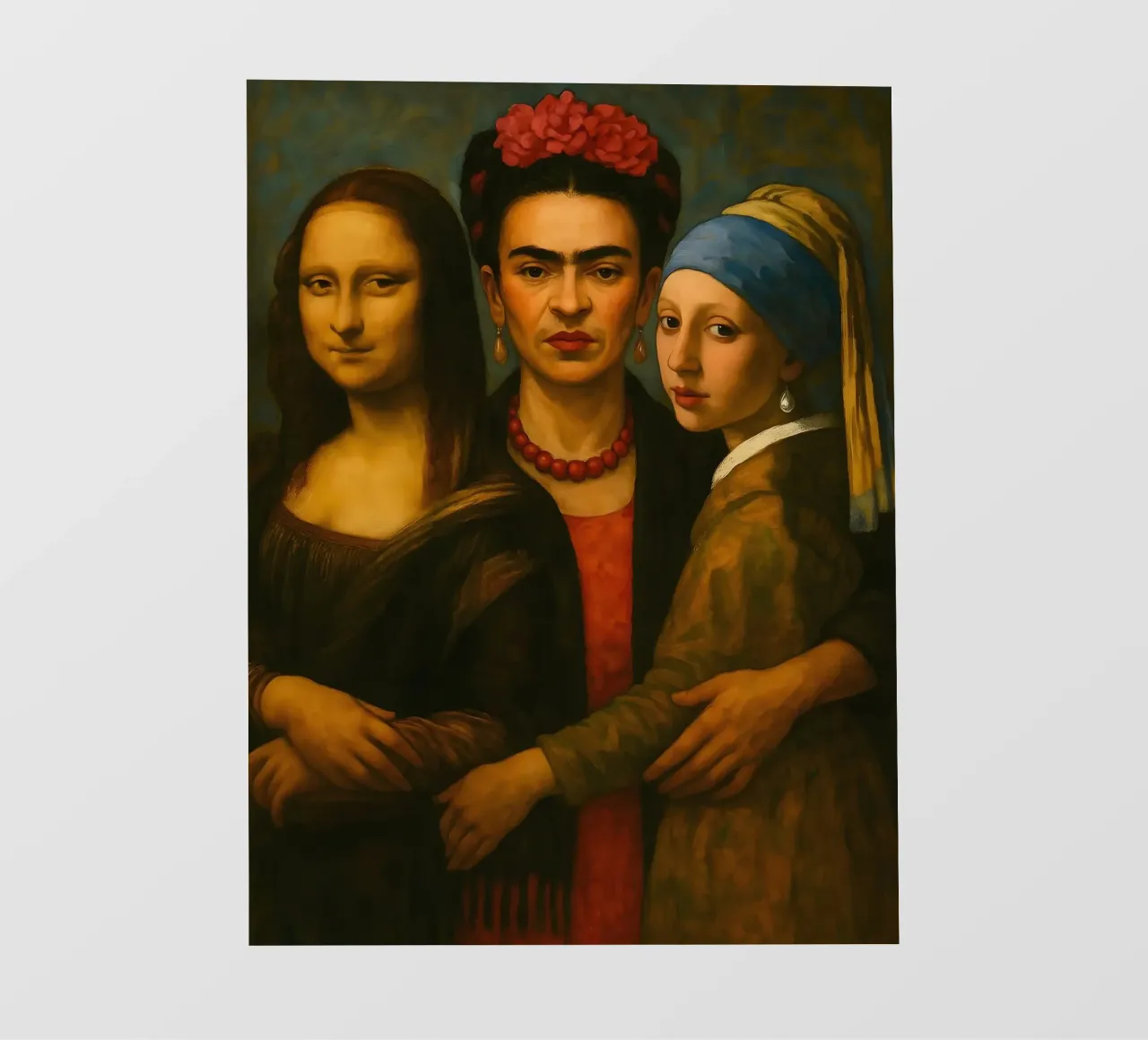 Monna Lisa Frida Kahlo Ragazza con l'orecchino di perla telo in pvc da ARTOMATIC