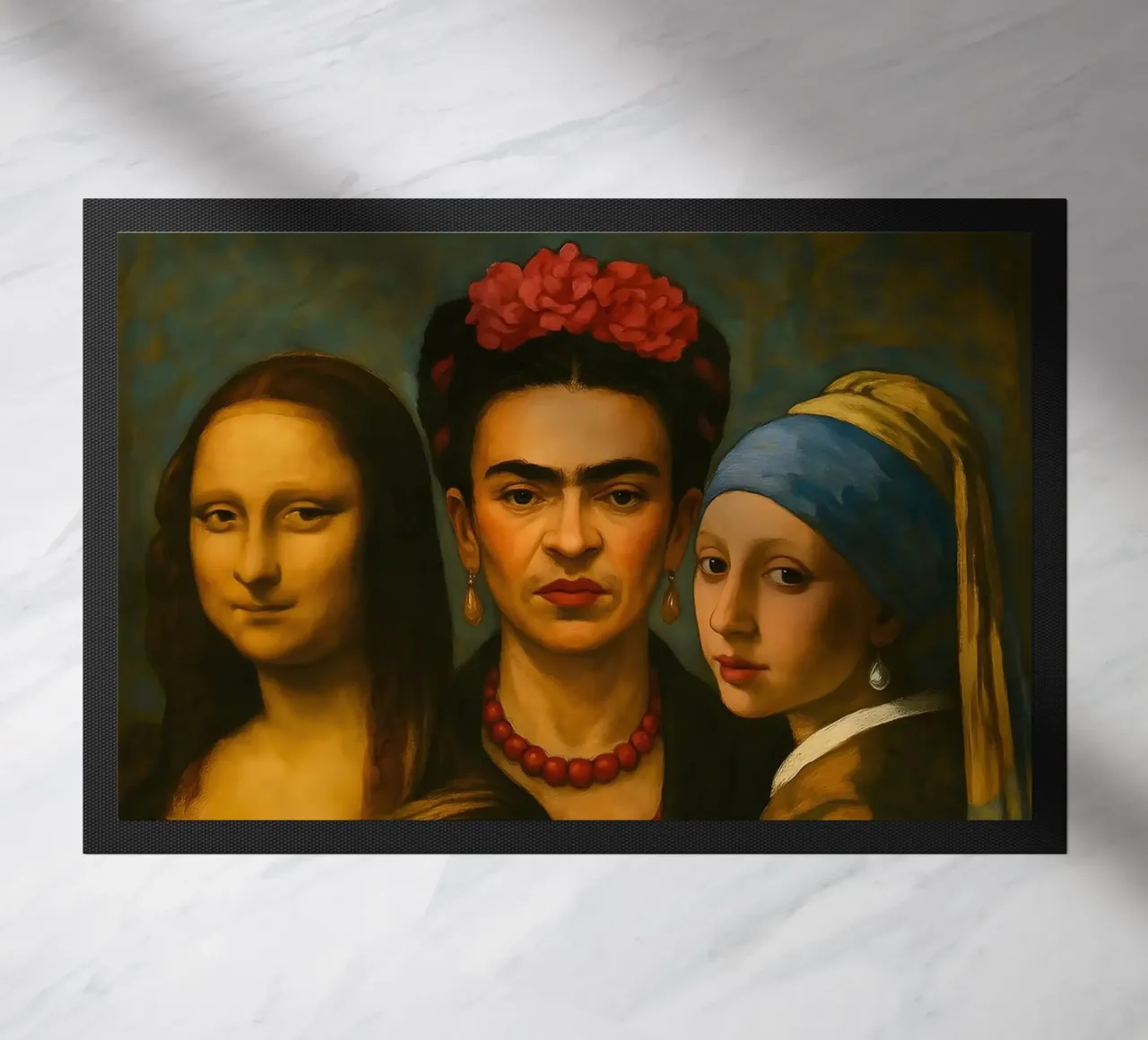 Monna Lisa Frida Kahlo Ragazza con l'orecchino di perla zerbino da ARTOMATIC