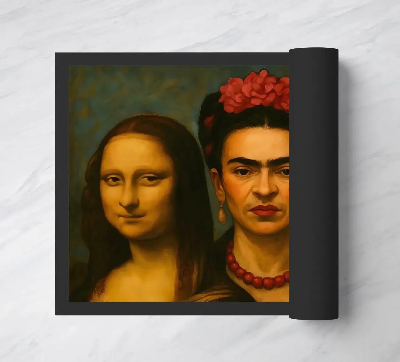 Monna Lisa Frida Kahlo Ragazza con l'orecchino di perla zerbino da ARTOMATIC