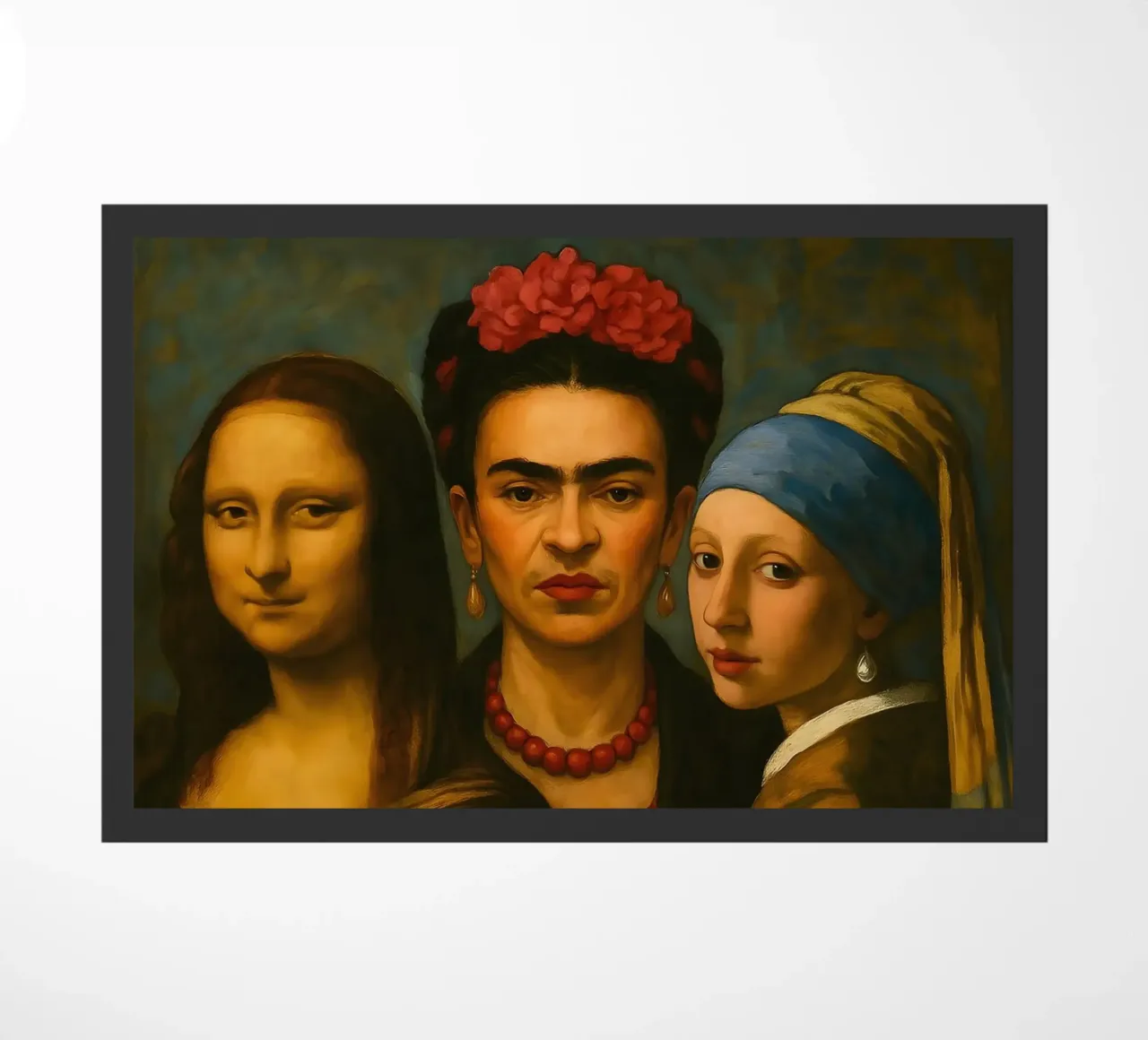 Monna Lisa Frida Kahlo Ragazza con l'orecchino di perla zerbino da ARTOMATIC
