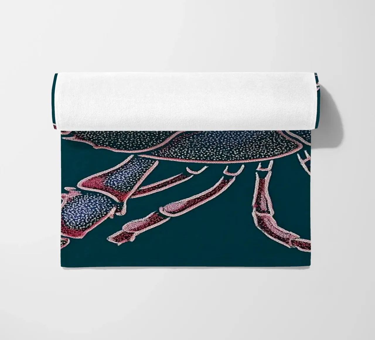 Lobster, shells and claws beach towel by Carinaprint