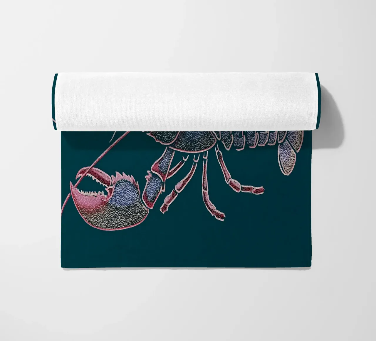 Lobster, shells and claws beach towel by Carinaprint
