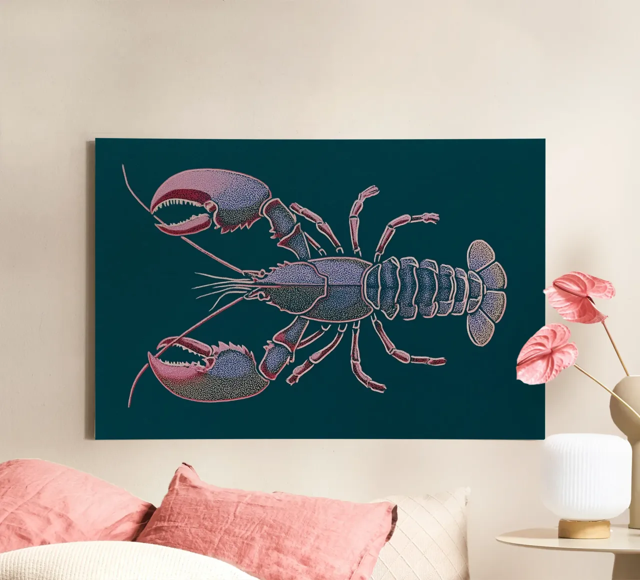 Lobster, shells and claws canvas by Carinaprint