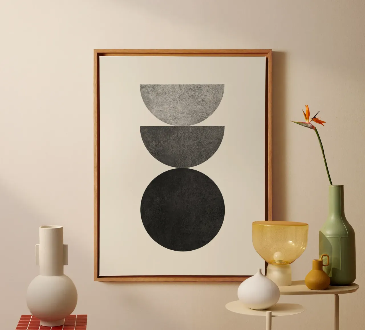 Woodblock moderno di metà secolo - Bianco e nero tela con Cornice a cassetta da MoonlightPrint