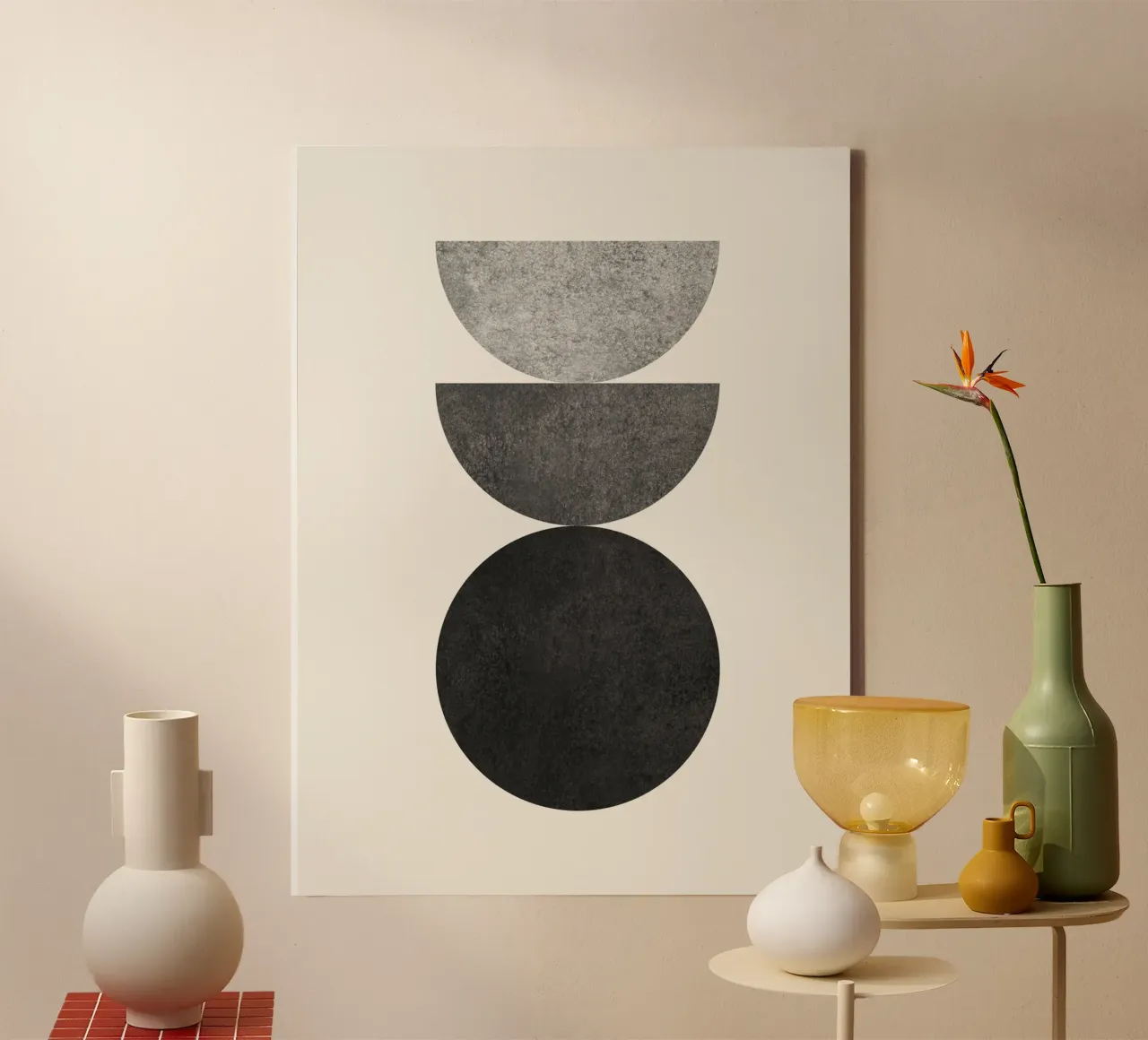 Woodblock moderno di metà secolo - Bianco e nero tela con Cornice a cassetta da MoonlightPrint